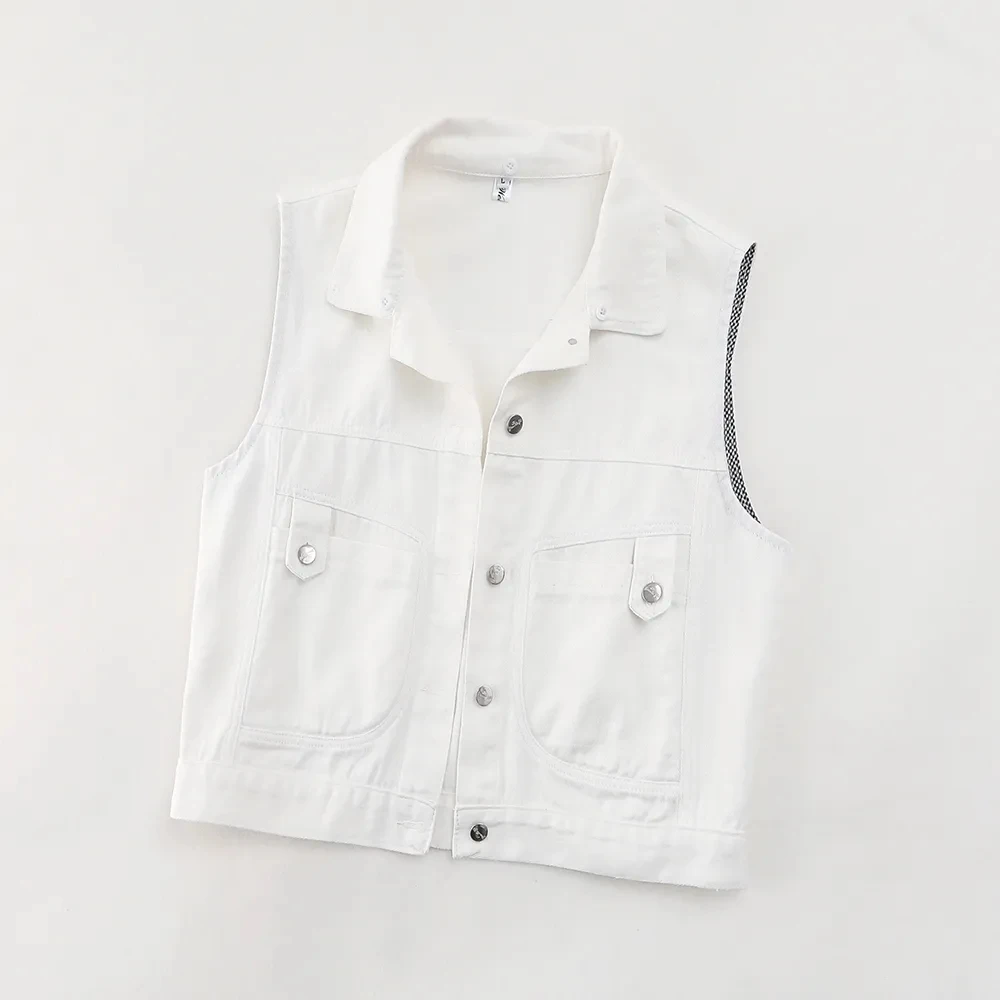 

Hooded Denim Vest Women's Spring and Autumn New Versatile Fashion Outwear Short Sleeveless Top Summer Denim Jacket Female XQ220