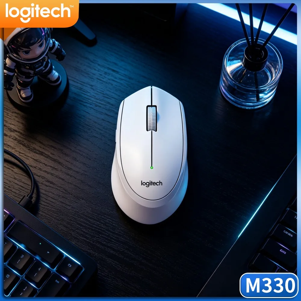 Logitech M330 Silent Wireless Mouse Contoured Ergonomic Body Shape Help Relieve Muscle Pressure For Long Computer Usage