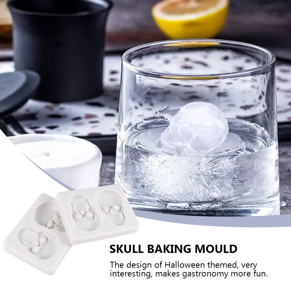 

2Pcs Halloween Silicone Cake Mold Skull Fondant Mold DIY Baking Chocolate Jelly Candy Mould Skull Baking Mould