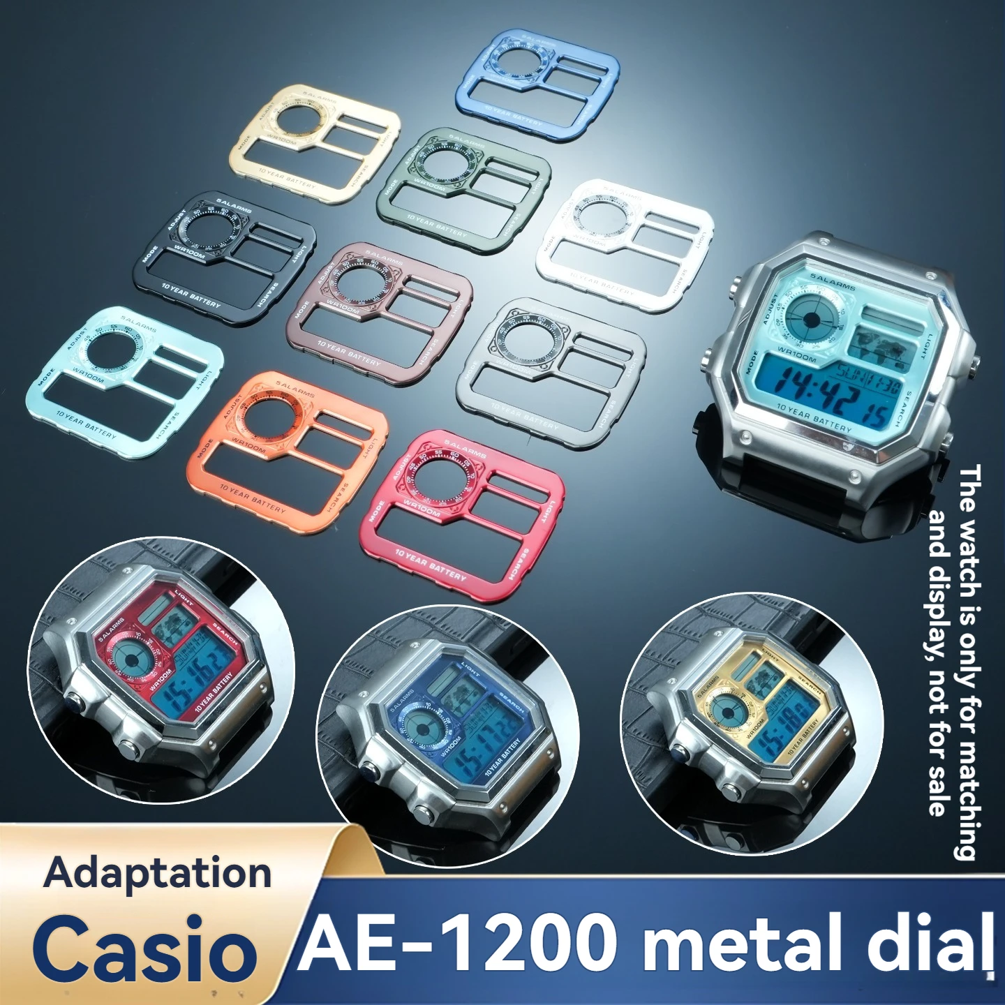 Upgrade Metal Mod Kit Polished & Brushed Dial Faceplate Back Cover For Casio AE1200 AE1300 3299 Module