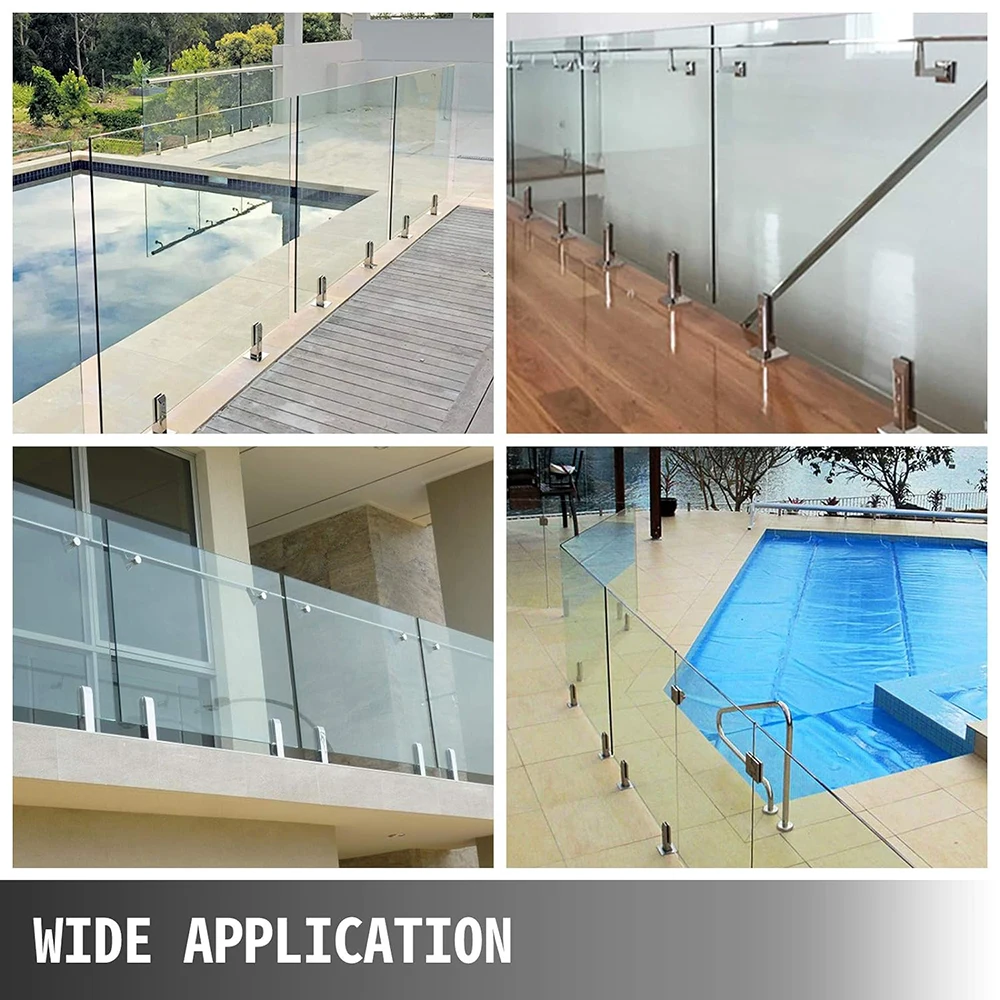 Stainless Steel Glass Spigot, Balustrade Glass Clamp, No Drill Floor Mount Glass Post for Stair Railing, Pool, Balcony Fence