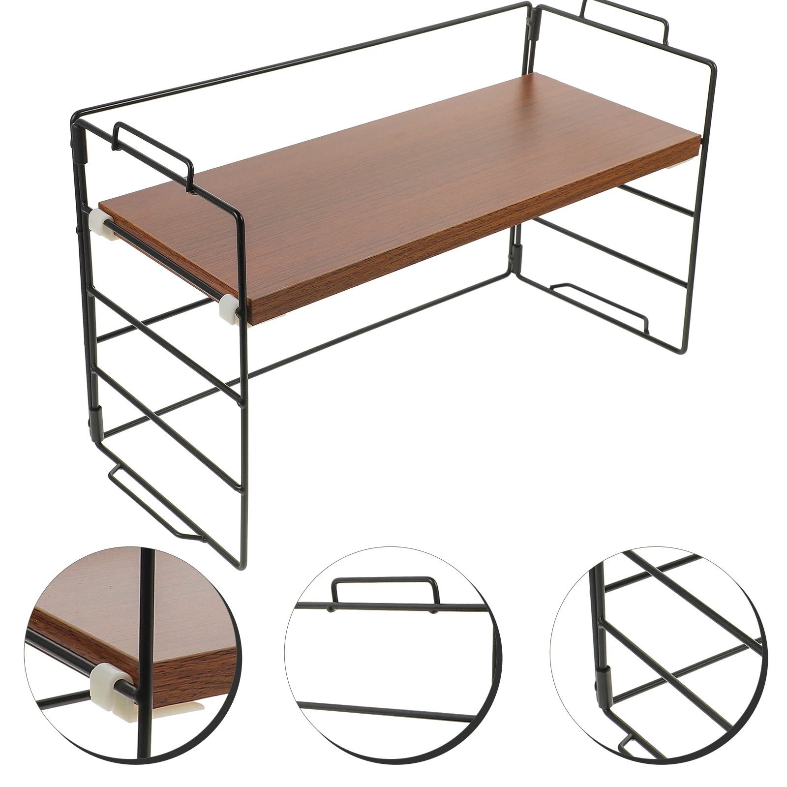 منظم رف تخزين سطح المكتب من الحديد الخشبي لمكتب المنزل وحامل الملفات بسعة كبيرة وسطح أملس ومتعدد الأغراض #5