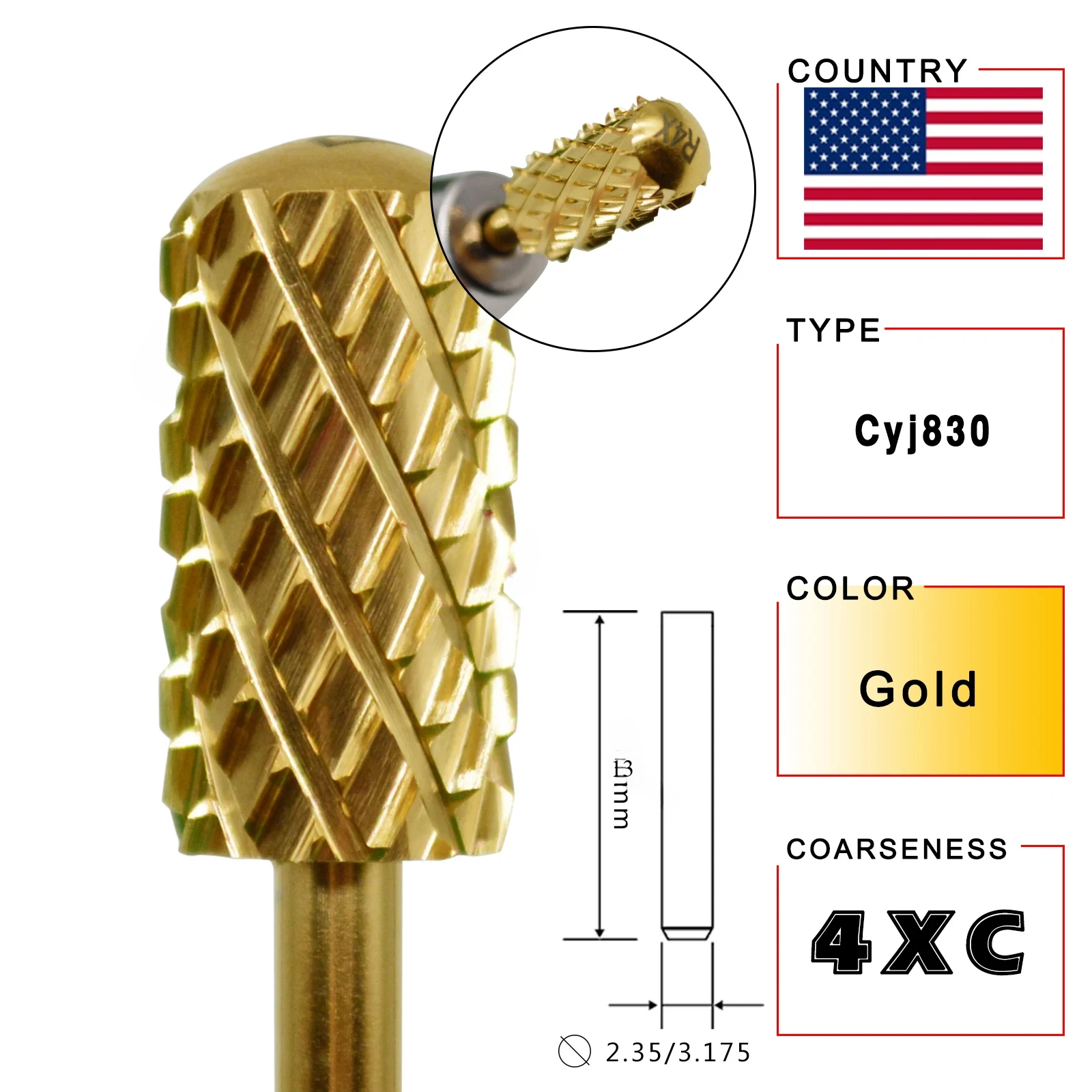 4XC or argent violet foncé bleu arc-en-ciel Rose or 7 couleurs différentes forets à ongles fraisage