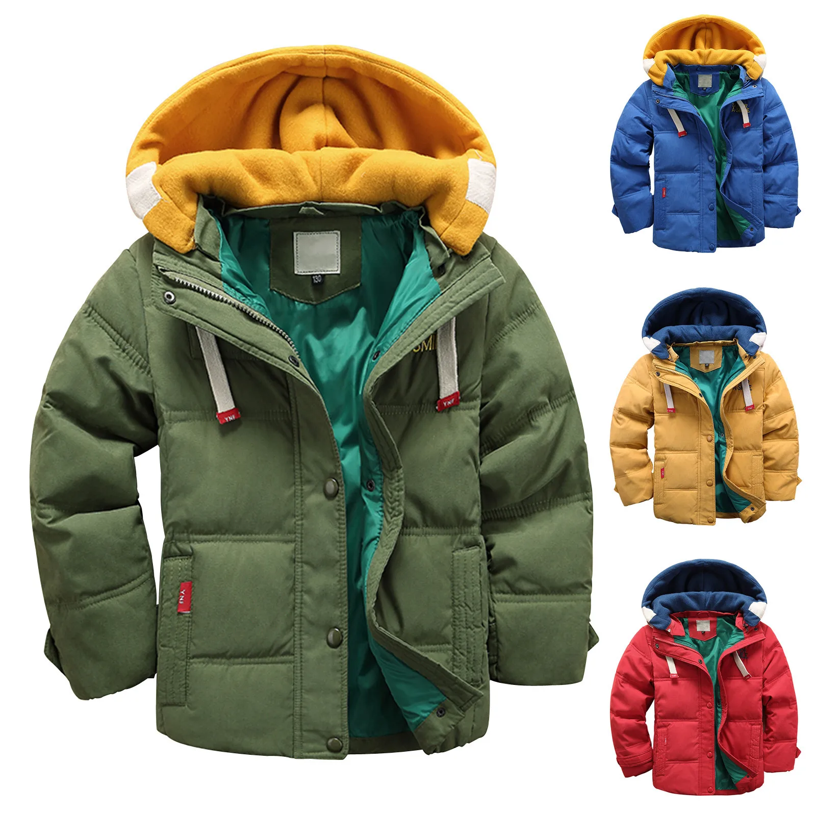 Hooded Padded Coat Kids Winter Warm Thick Outerwear Pockets Multi Color Boys Girls Windproof Jacket Casual Wear Clothing 2026 T1