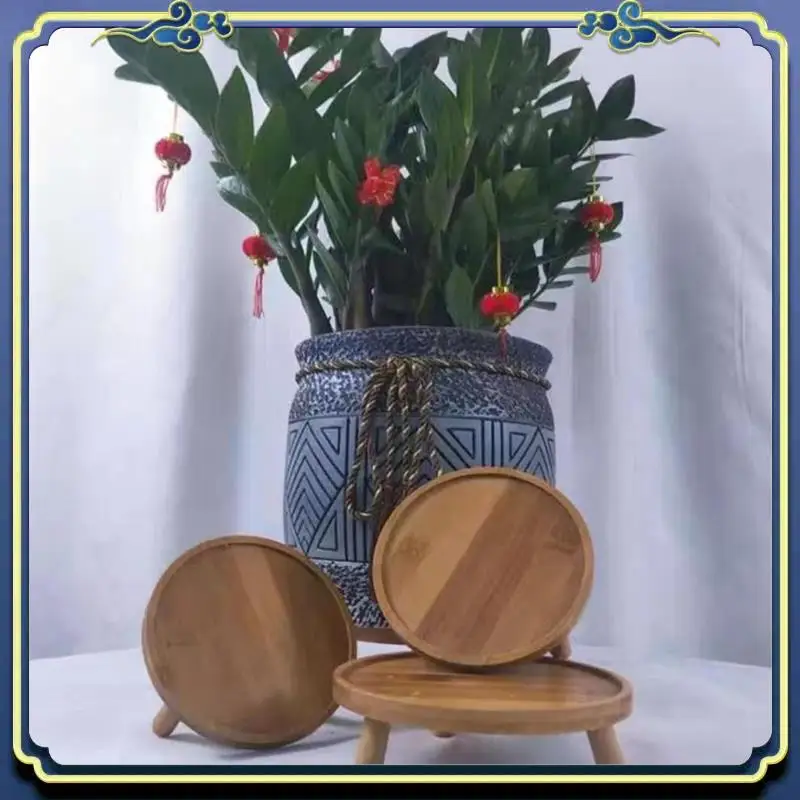 

Latest Flower Pot Tray Solid Wood Flower Shelf Indoor Desktop Living Room Potted Succulent Pothos Floor-Standing Vase Base Easy