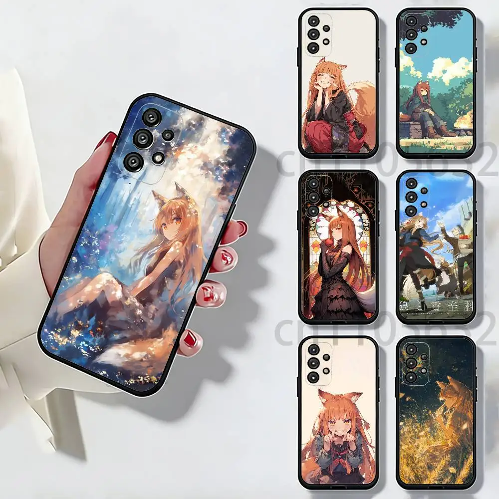 Anime S-Spice and Wolf Phone Case For Samsung Galaxy A13,21s,22,31,32,52,53,71,80,A91 Soft Black Shell