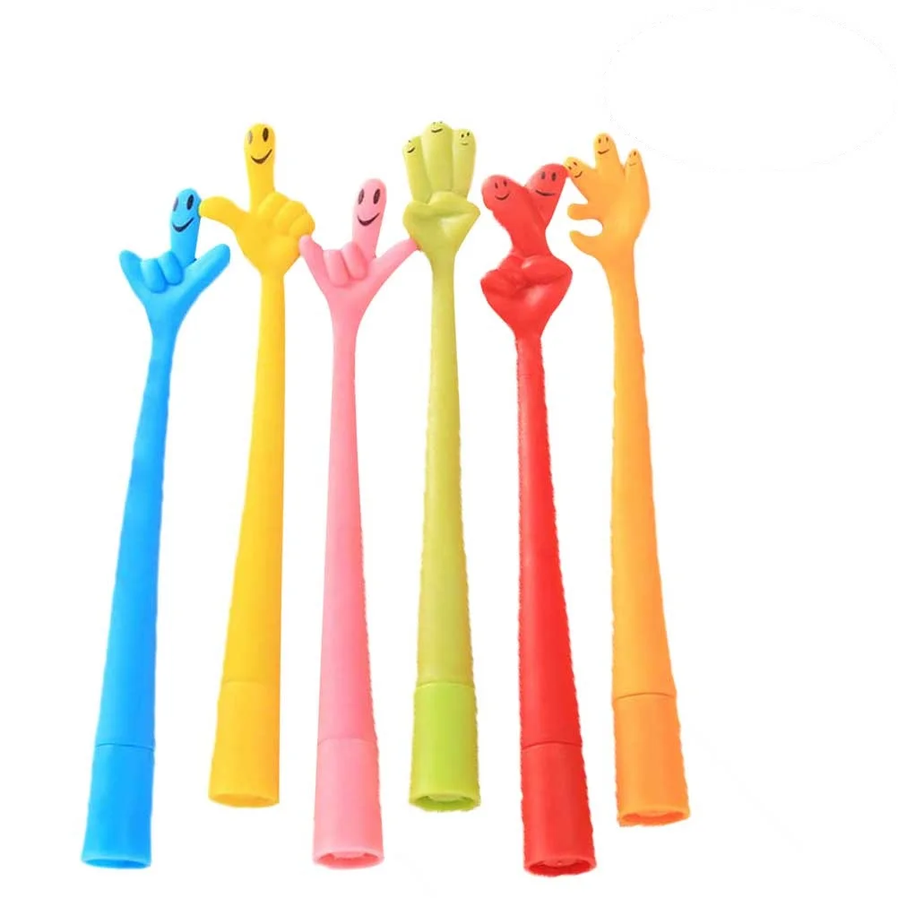 12Pcs Colorful Ballpoint Pens Finger Design Smooth Writing School Office Promotion Gift Pens Stationery Roller Pen