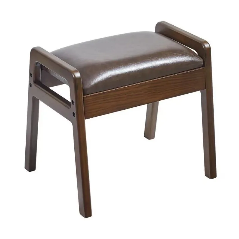 #Soft padded shoe stool, solid wood dressing stool, vintage soft padded wooden, solid wood dining