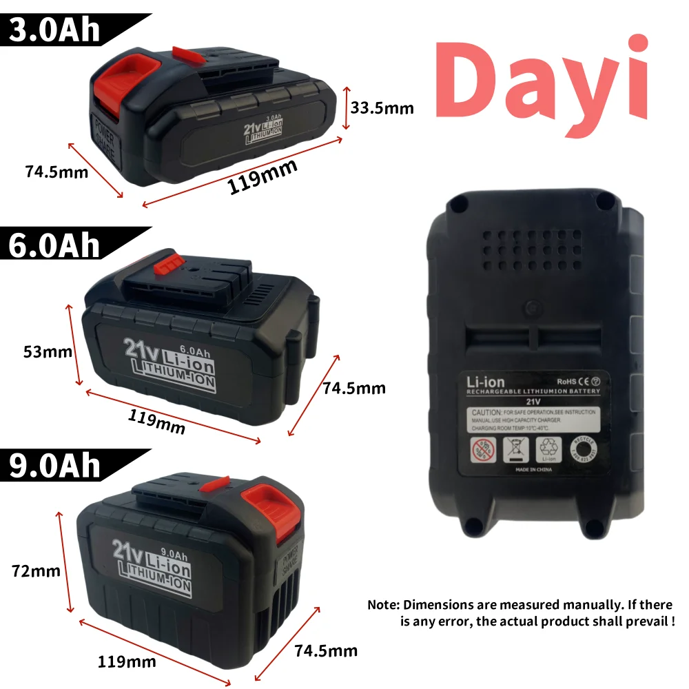 New For Dayi 21V 9.0AH/6.0AH/3.0AH high-power durable lithium battery suitable series electric tool