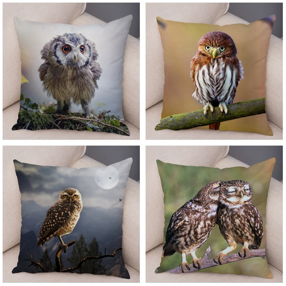 Cute Animal Pillowcase  Sofa Home Children\'s Room Wild Owl Cushion Cover Decoration