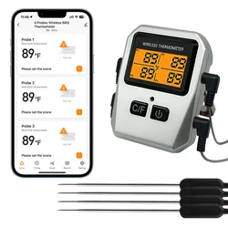 Tuya 100M Smart Meat Thermometer Wireless for BBQ Oven Outdoor Barbecue Grill Thermometer Temperature Gauge Kitchen Cooking Tool