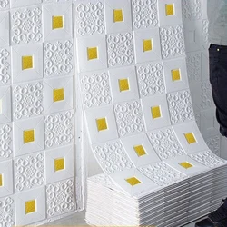 Pegatina de pared de ladrillo de azulejo 3D, Panel de espuma autoadhesivo, papel tapiz para cama, habitación, decoración del hogar impermeable, 1-10 piezas, 70cm x 70cm