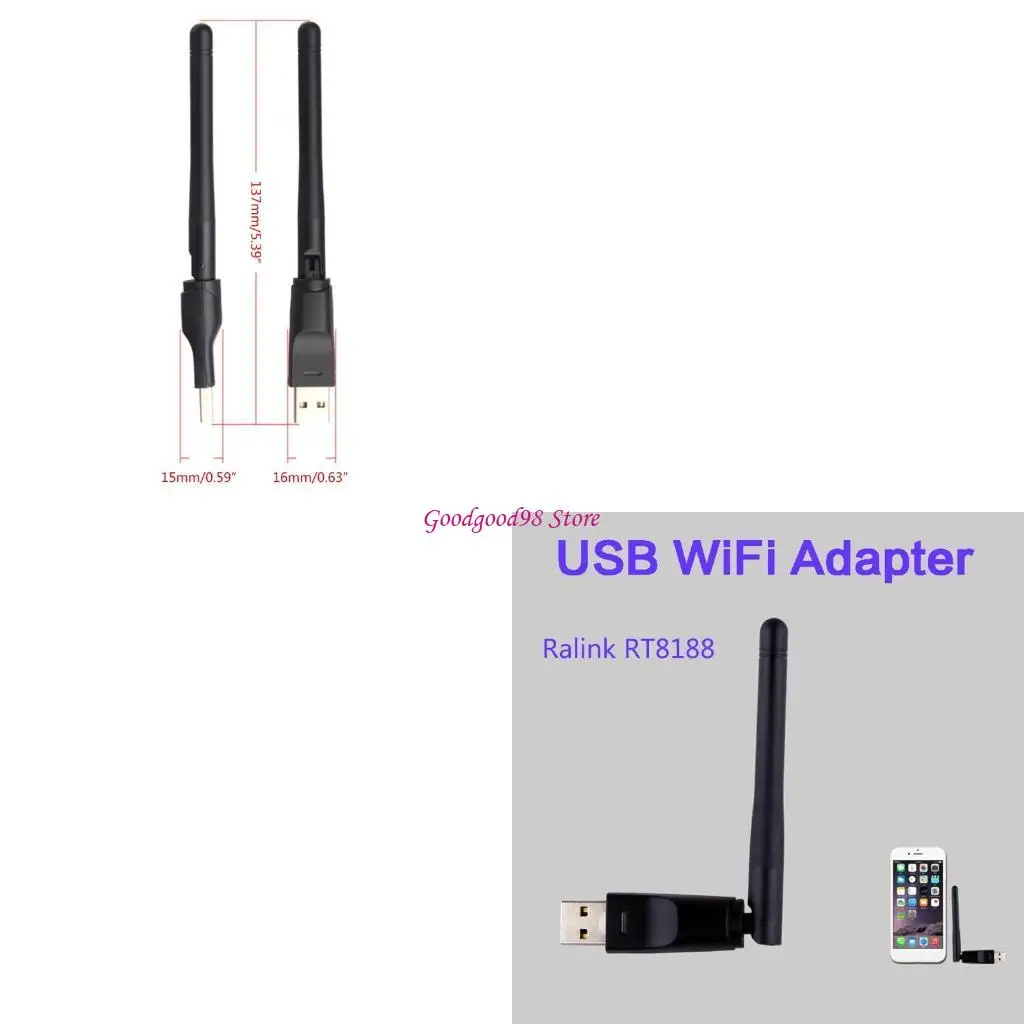 

USB WiFi Adapter Card 150Mbps 2.4GHz Wireless Lan Receiver Ralink8188 Chip with Rotate Antenna