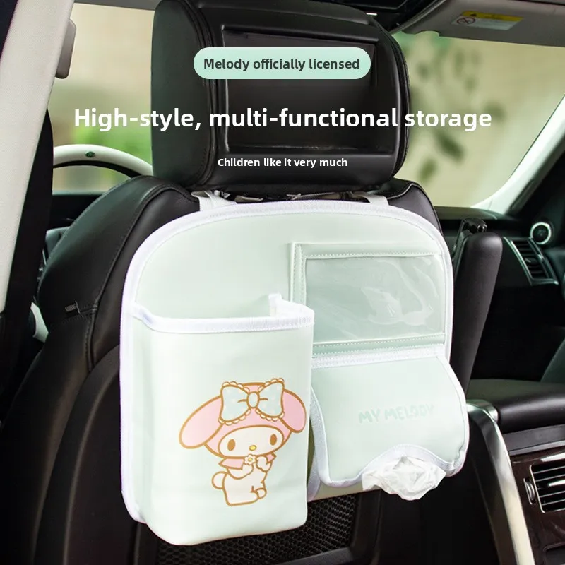 

Melody Car Seat Back Storage Bag Wear-Resistant Car Backseat Organizer Tissue/Cup Holder Waterproof Anti-Kick Pad