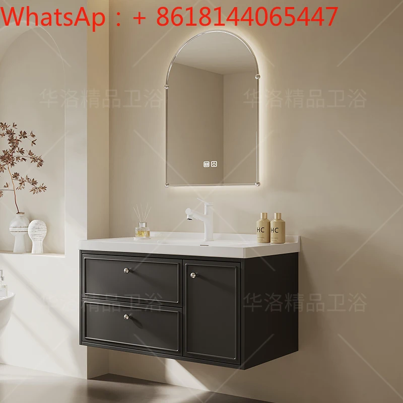 Rubber wood bathroom cabinet combination ceramic integrated basin hand washbasin toilet washbasin set