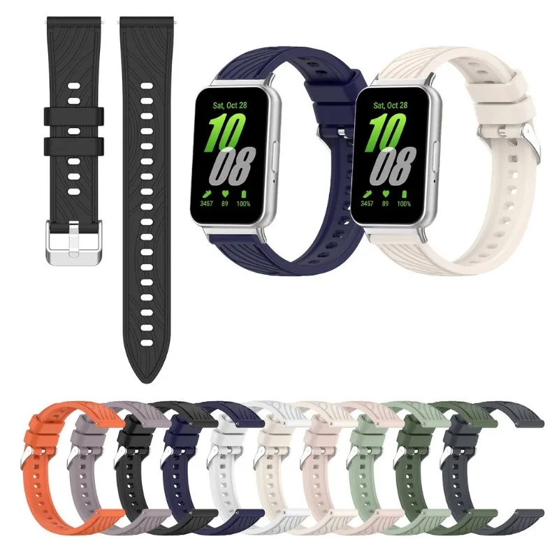 Pulseira de silicone para Samsung Galaxy Fit 3 Fit3 SM-R390, pulseira de substituição com padrão de linhas para acessórios de smartwatch.