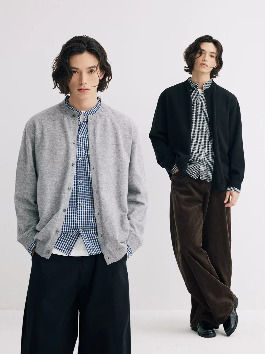 

Loose Knitted Cardigan Sweater Casual Simple Autumn Winter Men's irt Artistic Sle Polyester Fiber Long Sve Stand Collar