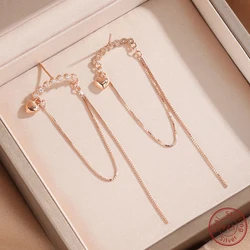 2024 Original design 100% 925 sterling silver rose gold Long chain heart-shaped zircon earrings woman Jewelry Mother's Day gifts