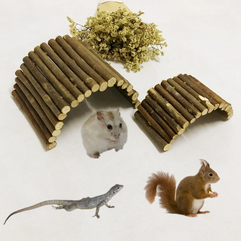 Random Color Small Pet Molar Willow Branch Rabbit Chew Toys Hamster Molar Supplies Totoro Climbing Ladder Fence Arch Bridge Toy