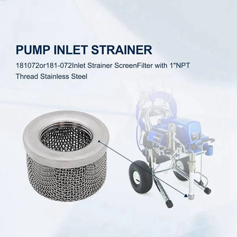 3Pcs 181-072 Or 181072 Pump Inlet Strainer For 695 795 1095 1595 3900 5900 Airless Paint Sprayer Replace Easy To Use