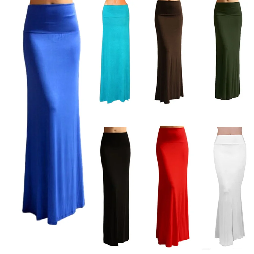 Women Bodycon Skirts Candy Color Slim Fit High Waist Pencil Midi Female Long Casual Skirt Women Female Office Casual