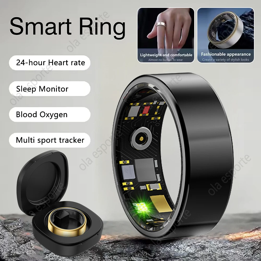 

Модное умное кольцо Bluetooth 5,3, кислород в крови, кровяное давление, пульс, мониторинг здоровья сна, 5 АТМ, водонепроницаемые кольца для фитнеса