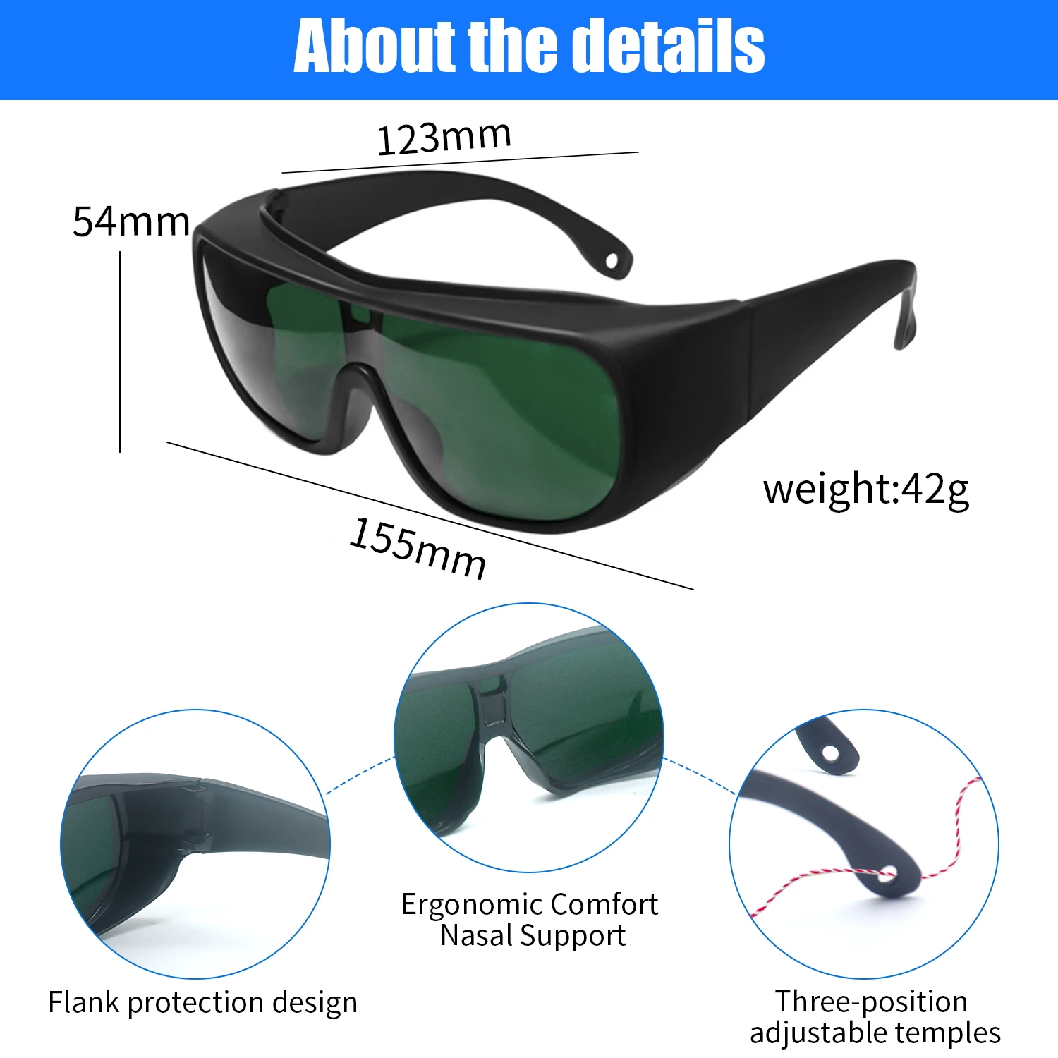 Laser Protection  laser glasses 10600nm OD6 UV400 532nm 808nm 1064nm Laser Safety Glasses IPL Laser Protective Goggles