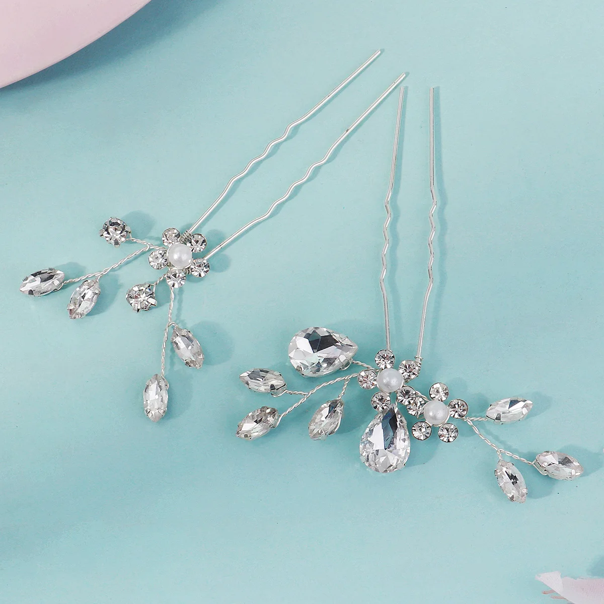 2 Teil/satz Mode Kristall Blume Braut Haarnadeln Trendy Handgemachte Perle Haar Clips Für Frauen Urlaub und Party Schmuck Zubehör – Detail 16