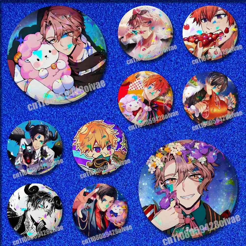 

For O-Obey Me Asmodeus Beelzebub Lucifer Emblem Round Pins Insignia Badge Cover Ornament 75mm Cosplay Brooch Button