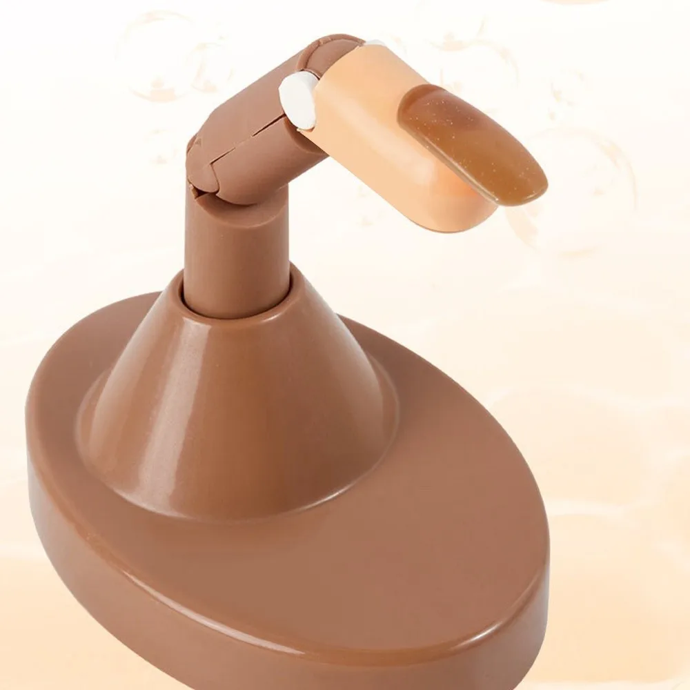 3pcs Bendable Joints Nail Training Finger Brown Base Flexible Design Articulated Manicure Training Finger Model Reusable