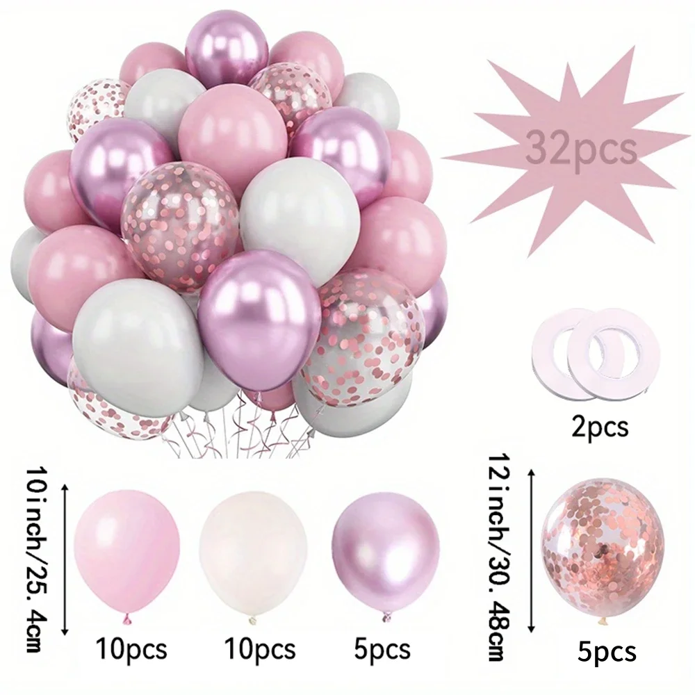 32/52/62 Stück Macaron Pink Retro Sand Weiß Champagner Goldene Luftballons Set für Geburtstag, Party, Hochzeit, Valentinstag, Jahrestag