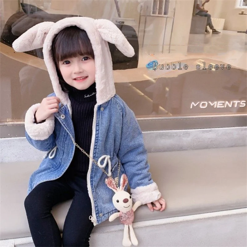 Girls Coat Jacket Cotton Outwear Windproof 2022 Beauty Warm Thicken Velvet Winter Children\'s Clothing