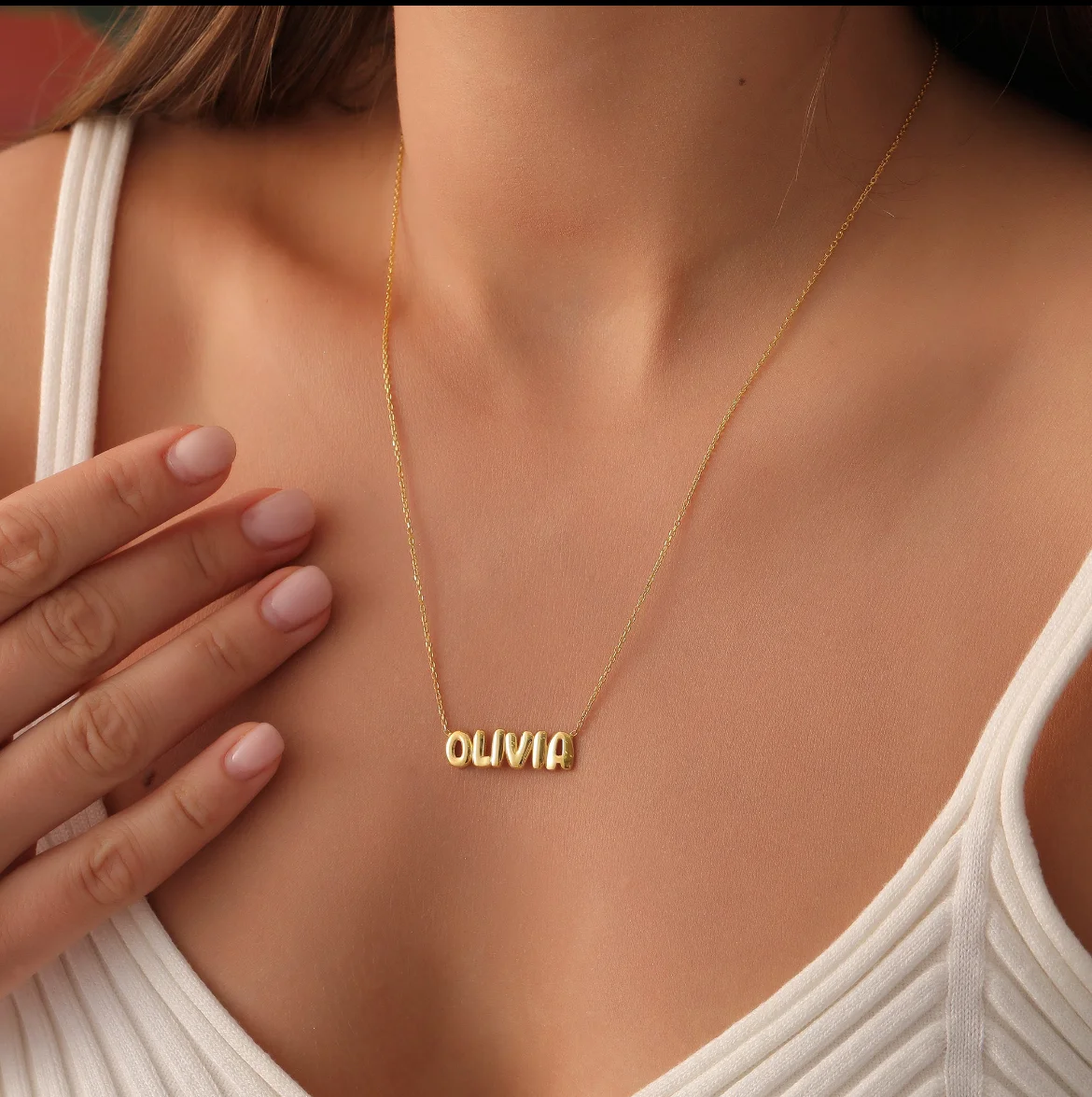 DUOYING Custom Bubble Name Necklace Personalized 3D Balloon Puff Letter Necklace S925 Silver Nameplate Female Jewelry