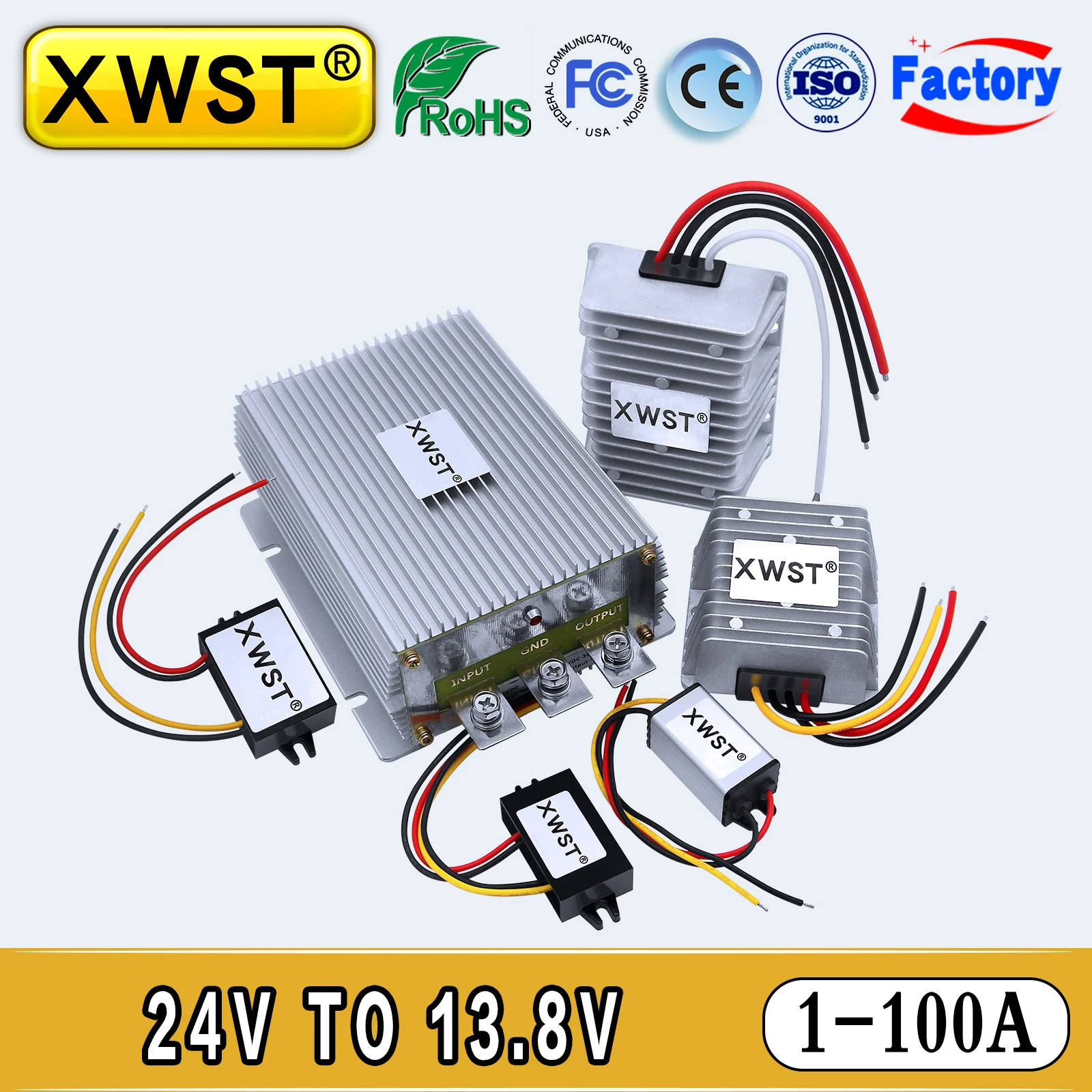 

Waterproof DC DC Converter 24V to 13.8V 1~100A Voltage Regulator Transformer Module Buck Power Inverter High Efficiency For Car