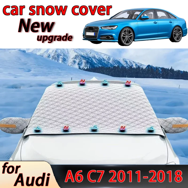 for Audi A6 C7 2011-2018 Car Snow Shield Shade Outdoor Winter Front Windshield Window Freeze Cover Sunshade Accessories