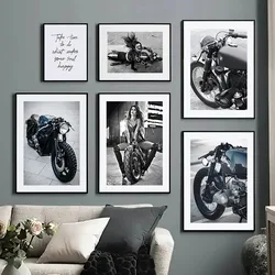 Motorcycle Picture Canvas Painting Wall Art Modern Fashion Black and White Poster and Print for Home Decor Dormitory Wall Design