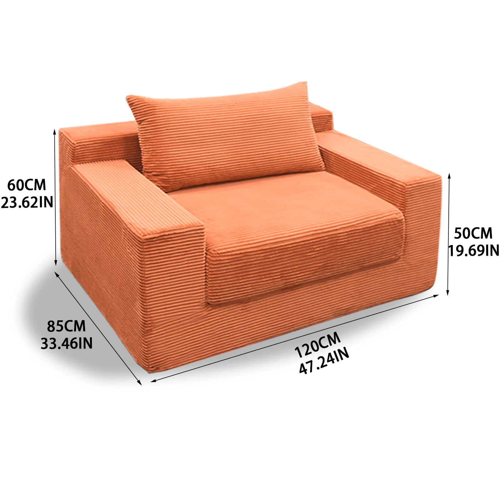 Corduroy Single Sofa Chair with Soft Padded Seat, High Resilience Sponge Sofa Chair Use for Bedroom, Study, Living room Chairs