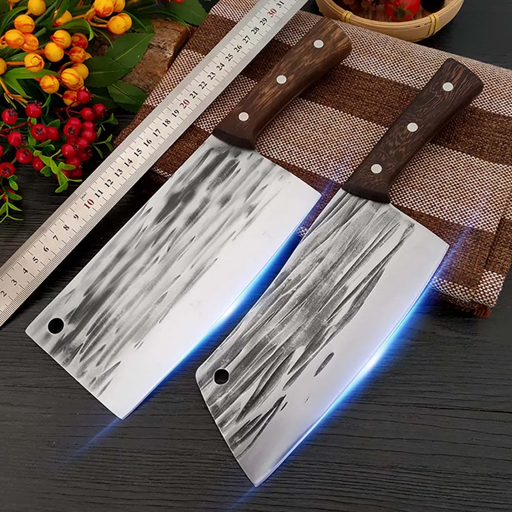 

Kitchen Knife Chinese 8 Inch 5CR15 Cleaver Forged Stainless Steel Full Tang Chef Butcher Chopping Meat Slicer