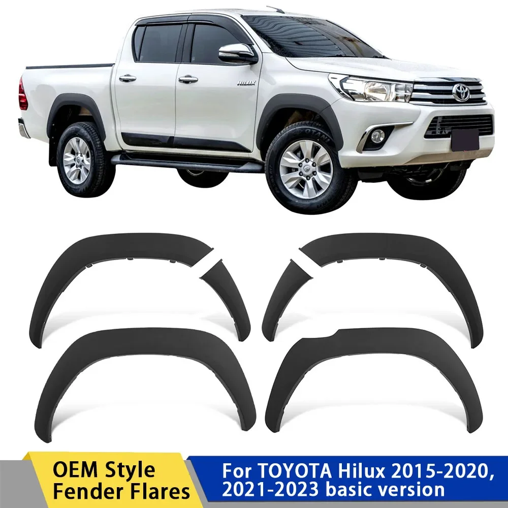 

Wheel Arch Fender Flares for Toyota Hilux Revo 2015-2023 Double Cabin Models Matte Black Slim Mudguards 4X4 Car Accessories