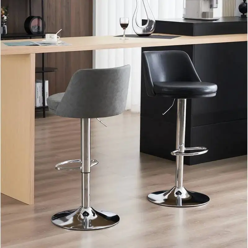 

Relaxing Soft Bar Stools Backrest Rotating Creative Ultralight Bar Stools Nordic Midcentury Luxury Metal Cadeira Home Furniture