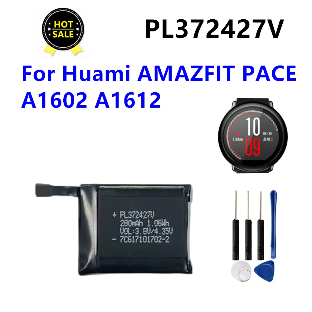 PL372427V Rechargeable Polymer Lithium Ion Battery for Amazfit PACE A1602 A1612 372427 + Free Tools