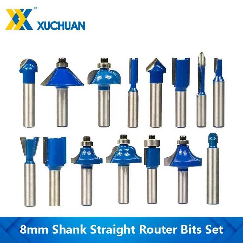 

Milling Cutter Set 8mm Shank 12/15pcs Trimming Wood Milling Cutter Tungsten Carbide Wood Router Bits for Woodworking Engraving