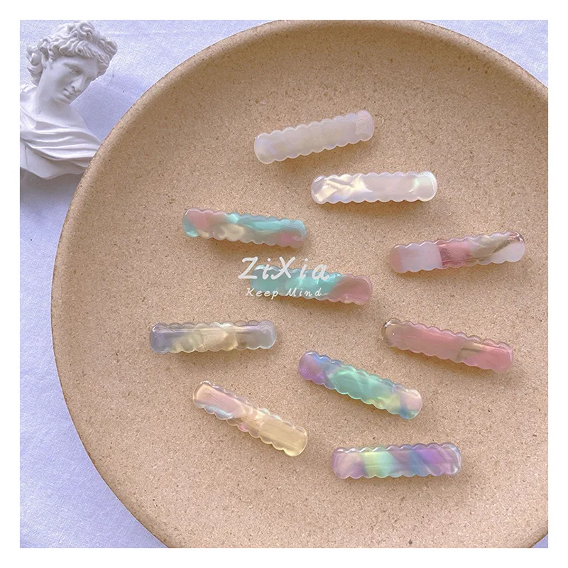 Korea sweet texture acetic acid word clip wavy side duckbill clip girl side clip hairpin back of head hair accessories