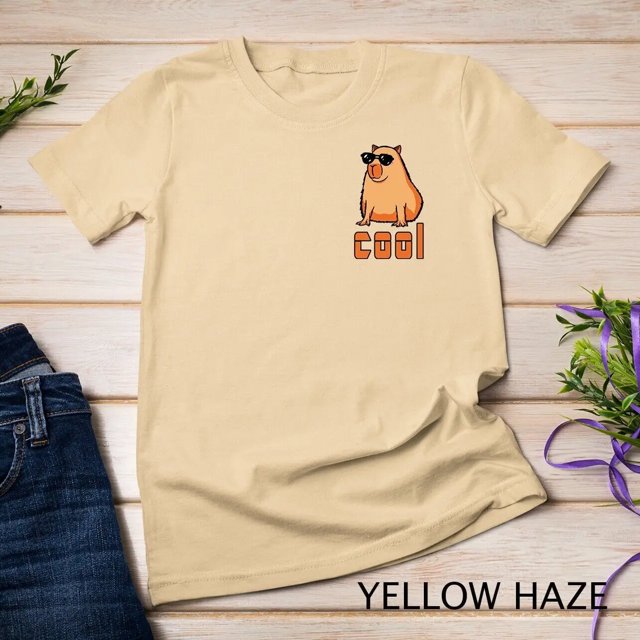 T-shirt Unisex Capybara carina con tasca a marsupio