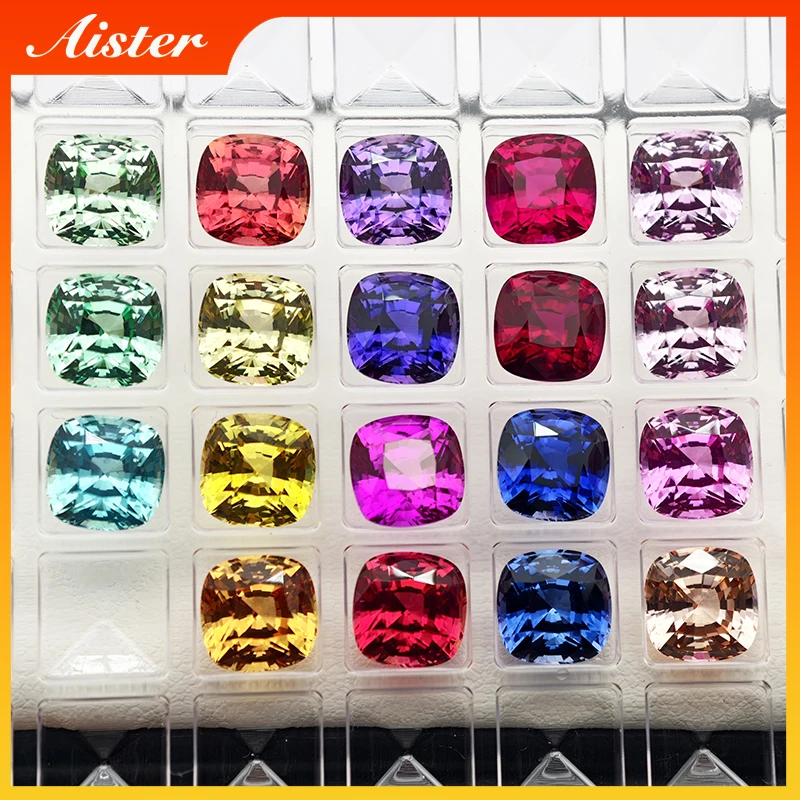 New Colors Cushion Cut 6x6mm-8x8mm Lab Grown Colored Corundum Loose Gemstones for Jewelry Setting