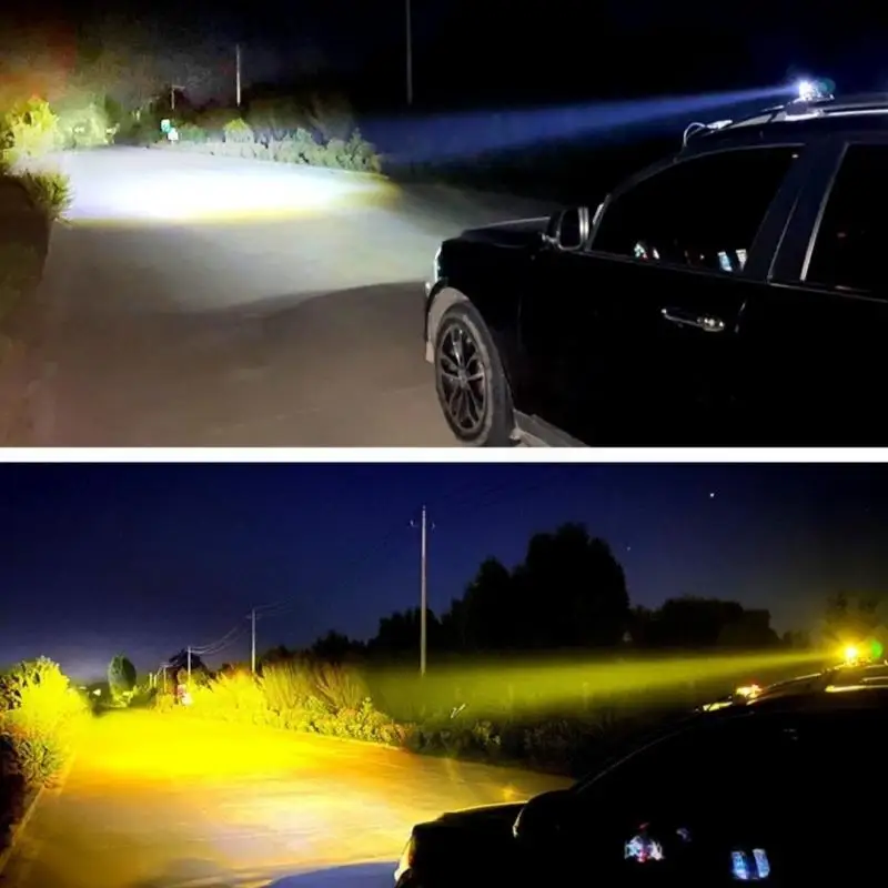 

1/2PCS Universal Dual Color Spotlights Motorcycle LED Headlight Mini Driving Light Motorbike Truck Trailer Off-road Accessories
