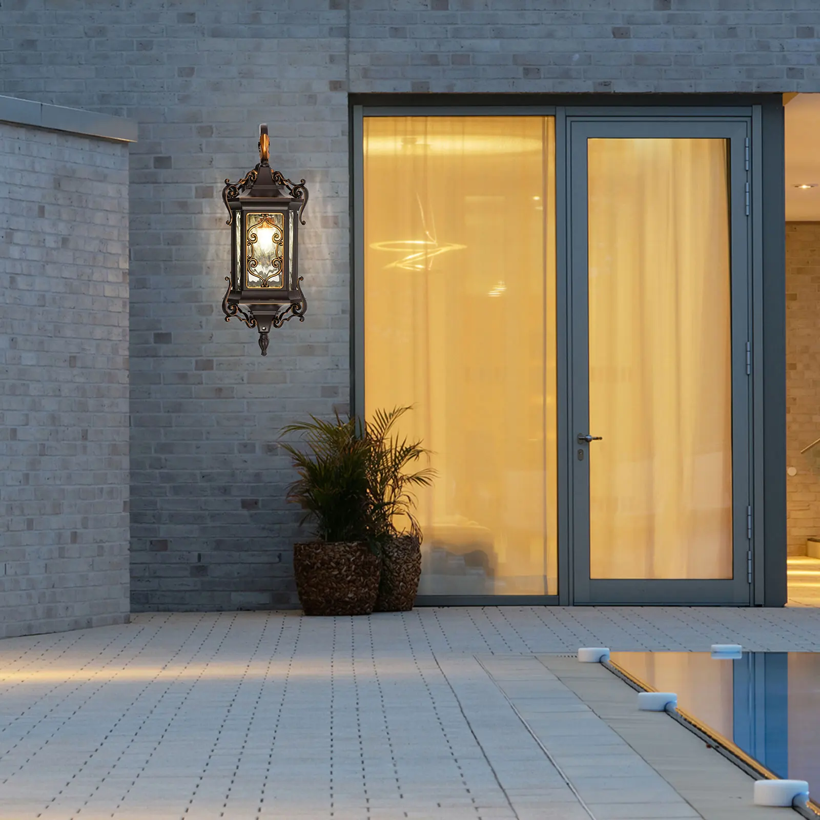 

6.29" Wall Light Outdoor IP55 Waterproof Retro Outside Porch Light Gourd Type Need 1 * E26 (Not Included) 85-265V