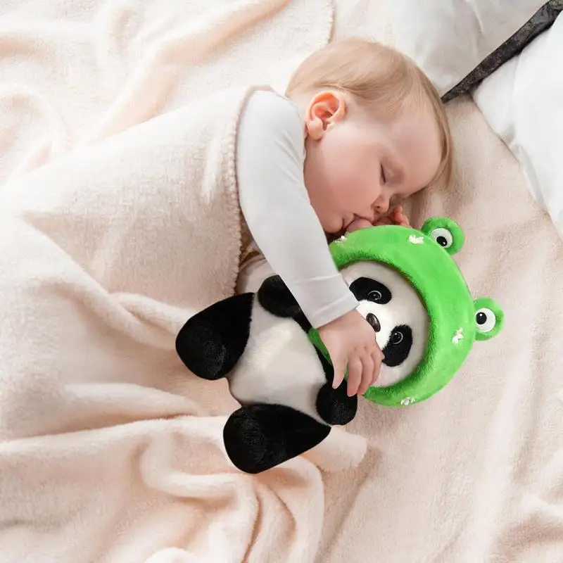 Panda Stuffed Animal Stuffed Giant Panda Doll With Cute Frog Headwear Cartoon Stuffed Toy Home Decoration Soft Sleeping Soothing