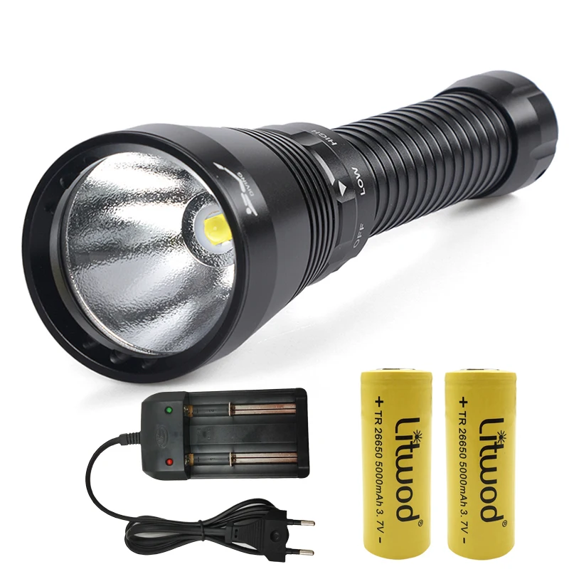 

XHP70.2 The Best Brightest Diving Swimming Flashlight Led Torch Waterproof Underwater 100m Power by 18650 or 26650 Battery 30W