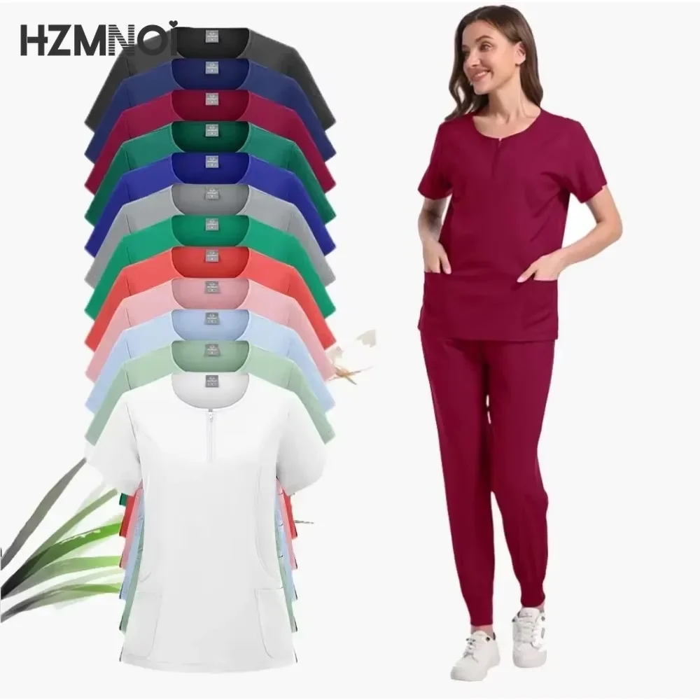 다색 유니섹스 반팔 약사 간호사 유니폼 병원 의사 작업복 구강 치과 수술복 의료 스크럽 세트